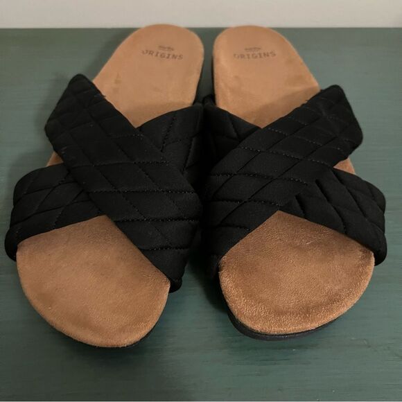 Earth Origins Black Quilted Slide Sandals - Size 9 - Picture 5 of 7